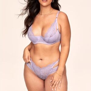 AdoreMe Elegant Lace Lavender Lingerie Set 2X